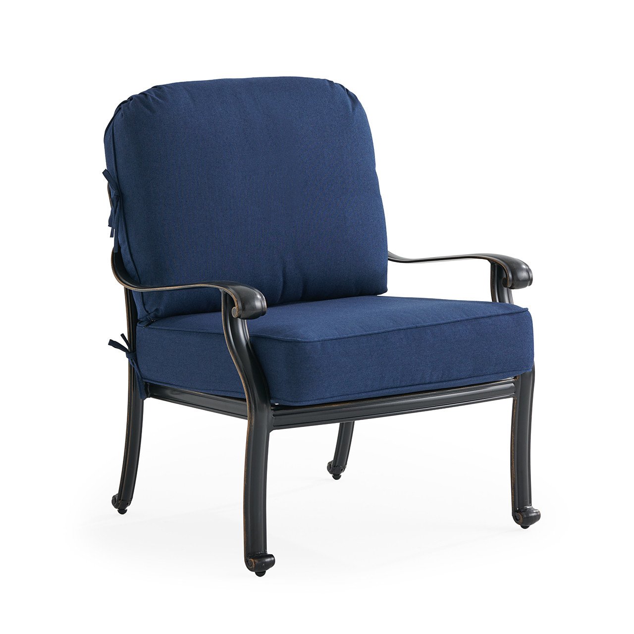 Roma Black Gold Cast Aluminum with Cushions 4 Piece Sofa Group + 52 in. D Gas Fire Pit