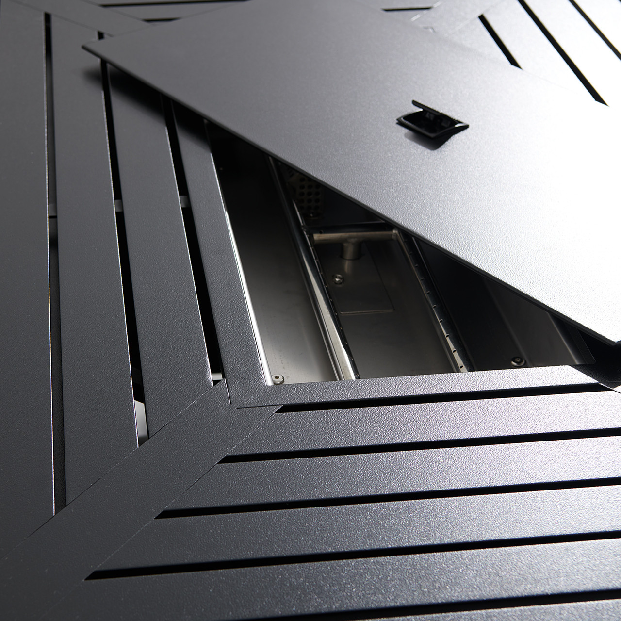 Siena Coal Aluminum with Panama Stone Grey 4 Piece Sofa Group + 36 x 58 in. Fire Pit Table