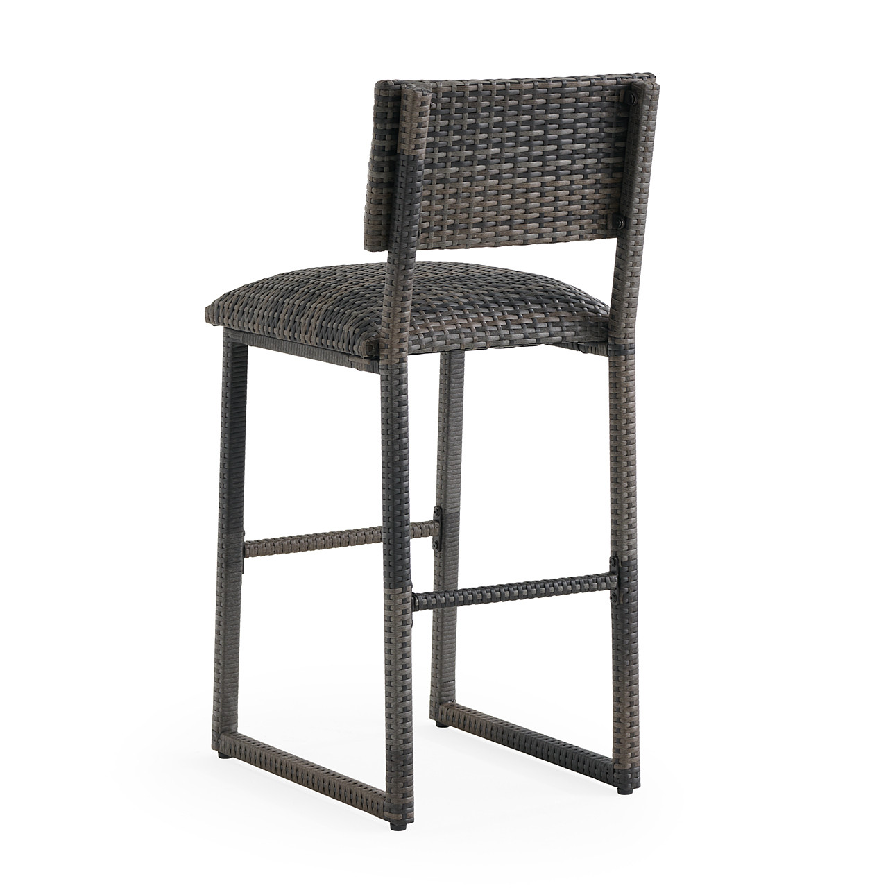 Venice Silver Oak Outdoor Wicker Armless Padded Barstool with Back Rest