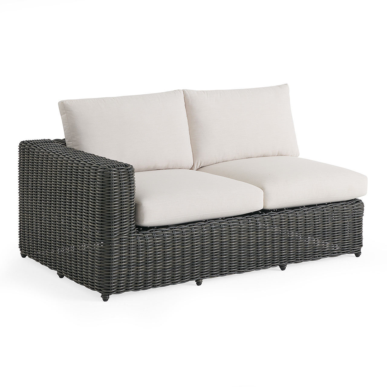 Laguna Smoke Outdoor Wicker and Solid Teak with Cushions 5 Piece Sectional + 55 X 31 in. Coffee Table