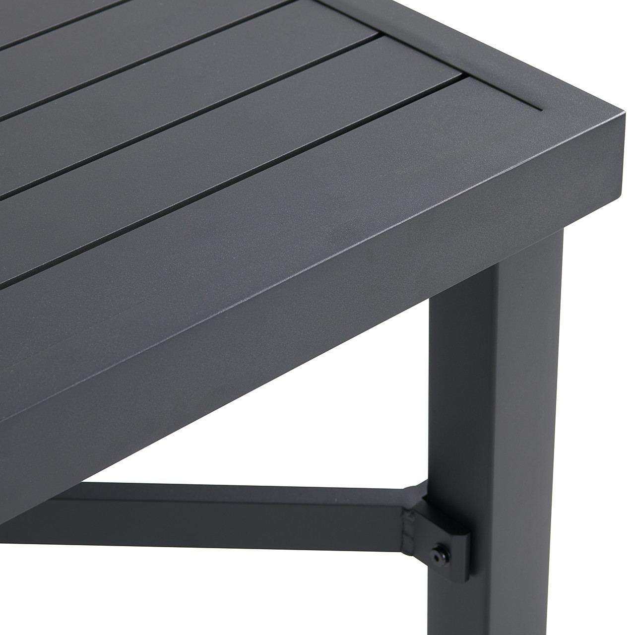 Portofino Midnight Aluminum 94 x 64 in. Rect. Slat Top Post Leg Dining Table