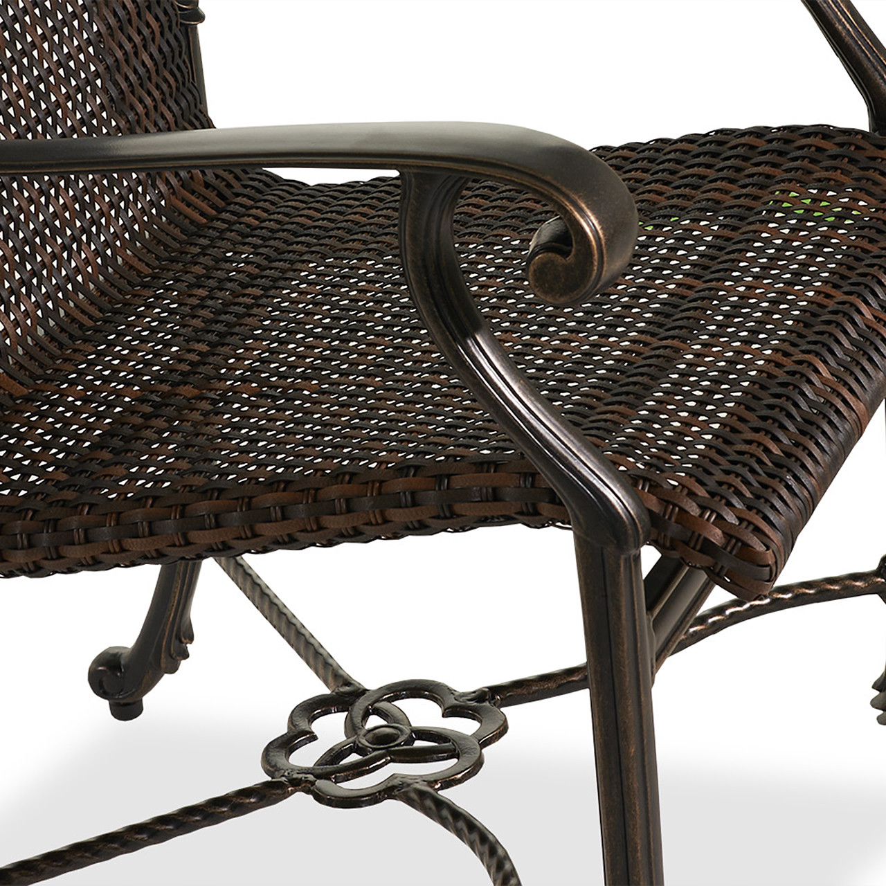 Florence Midnight Gold Cast Aluminum and Chestnut Outdoor Wicker Dining Chair