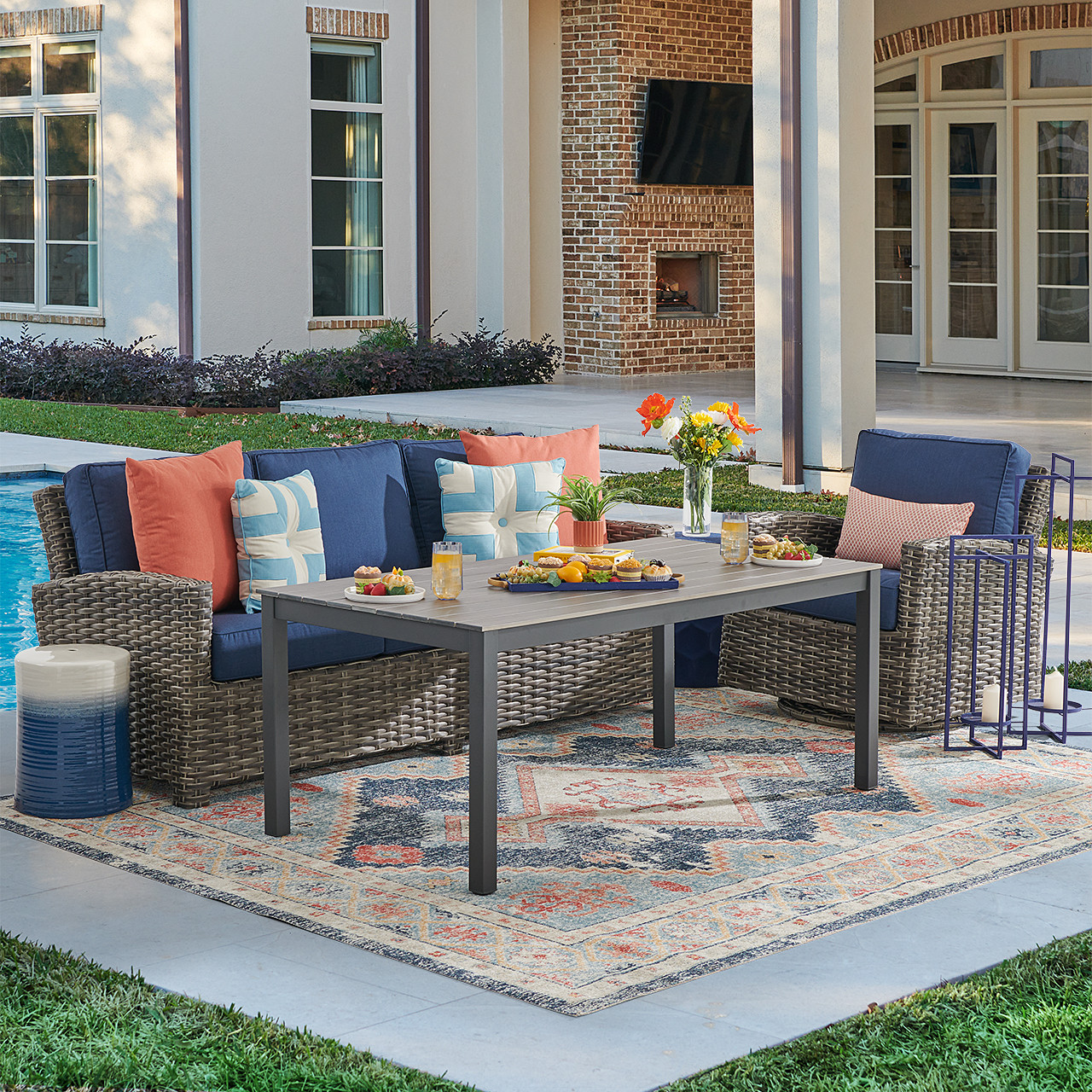 Sonoma Husk Outdoor Wicker with Cushions 3 Piece Swivel Sofa Group