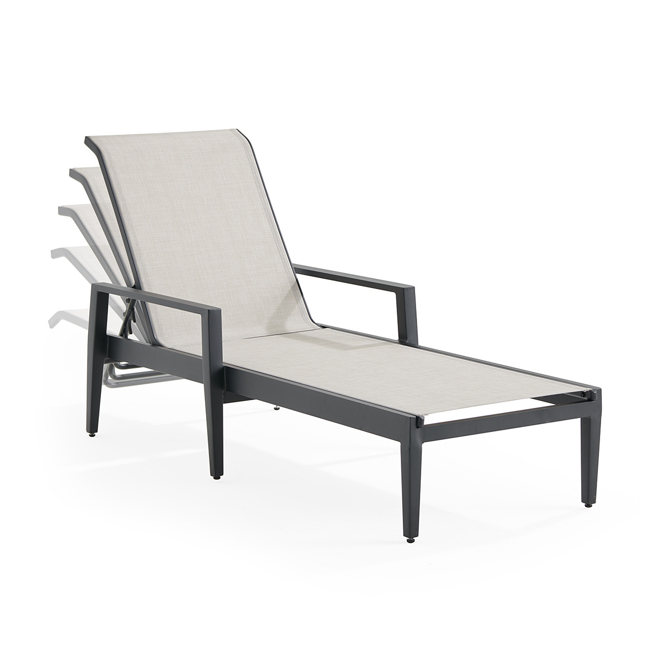 Portofino Midnight Aluminum with Prestige Stucco Sling Chaise Lounge