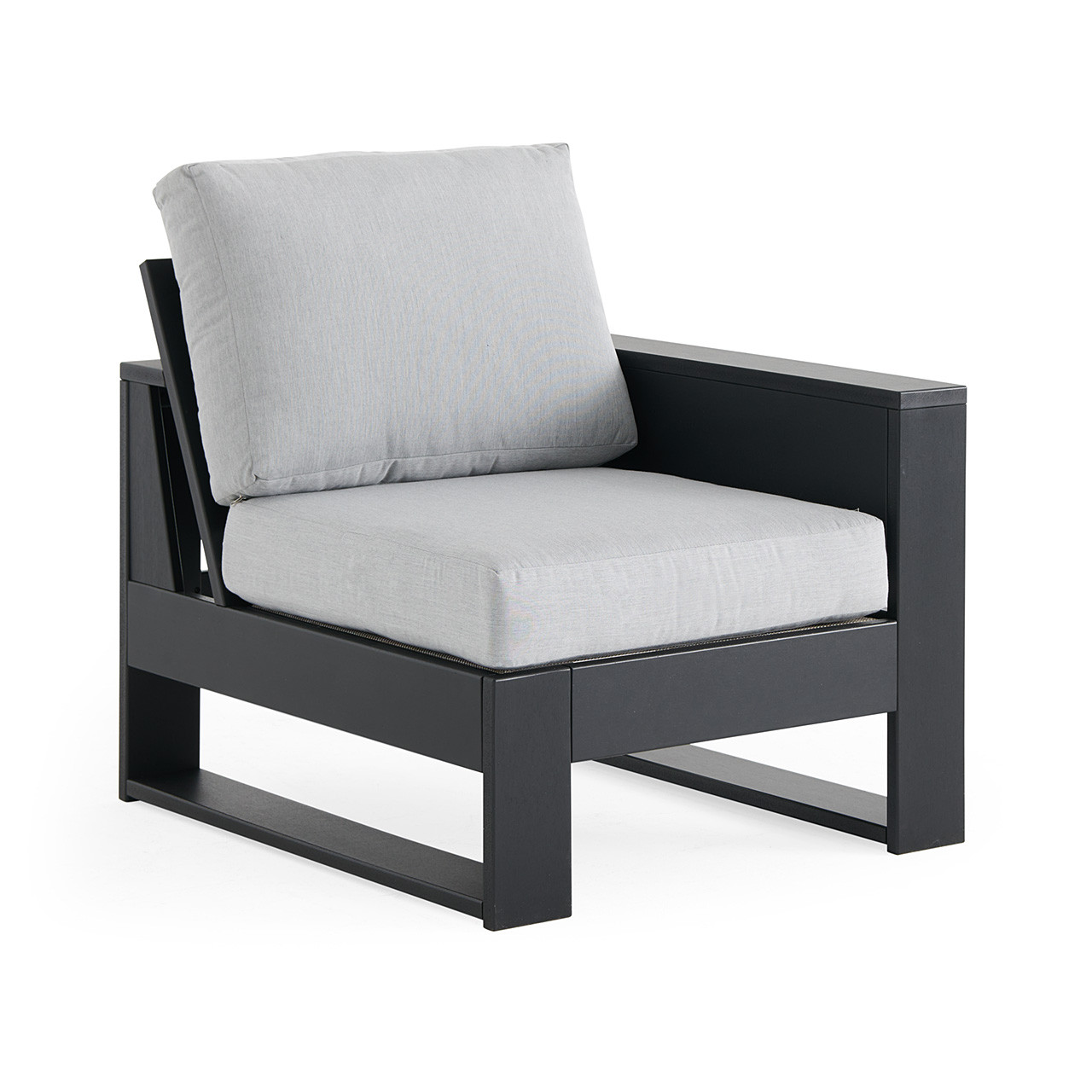 Montauk Polymer with Cushions 6 Piece Modular Sectional + 42 in. Sq. LP Gas Fire Pit