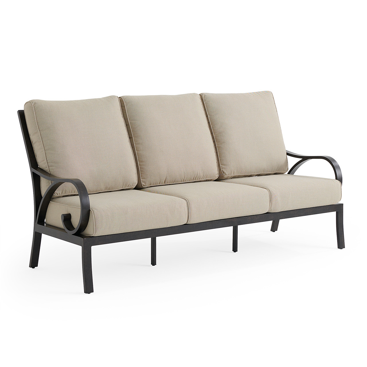 Key West Rustic Bronze Aluminum with Cushions Sofa