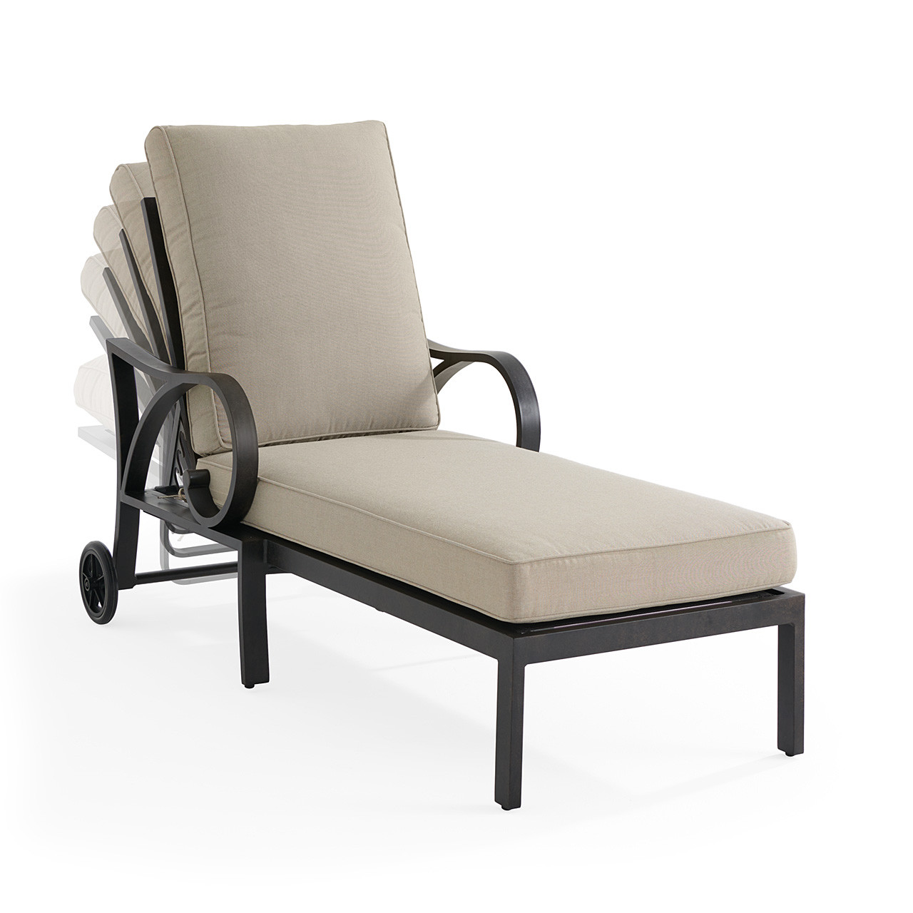 Key West Rustic Bronze Aluminum with Cushions 3 Piece Chaise Lounge Set + 24 in. D End Table