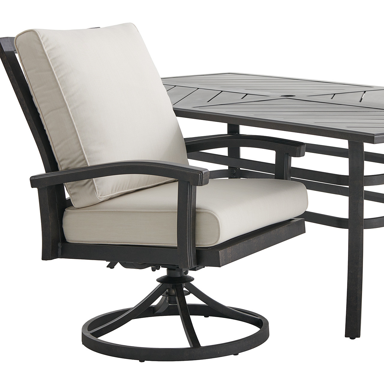 Fairmont Rustic Bronze Aluminum with Cushions 7 Piece Combo Dining