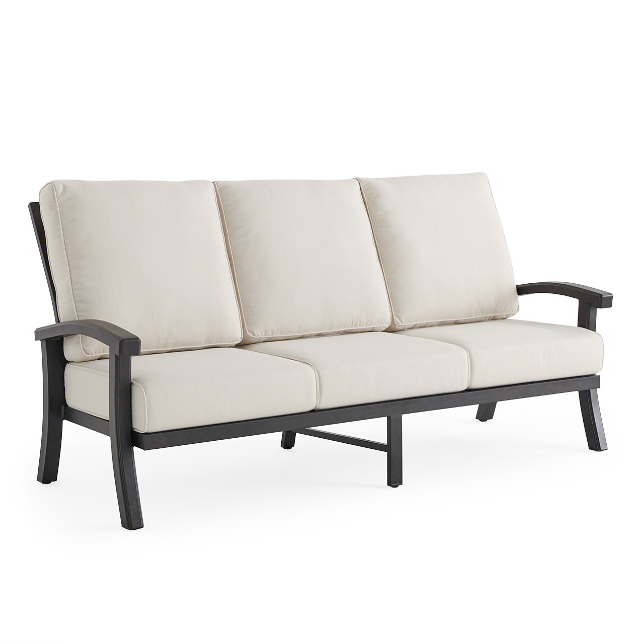 Fairmont Rustic Bronze Aluminum with Cushions 4 Piece Swivel Sofa Group + 48 x 26 in. Coffee Table
