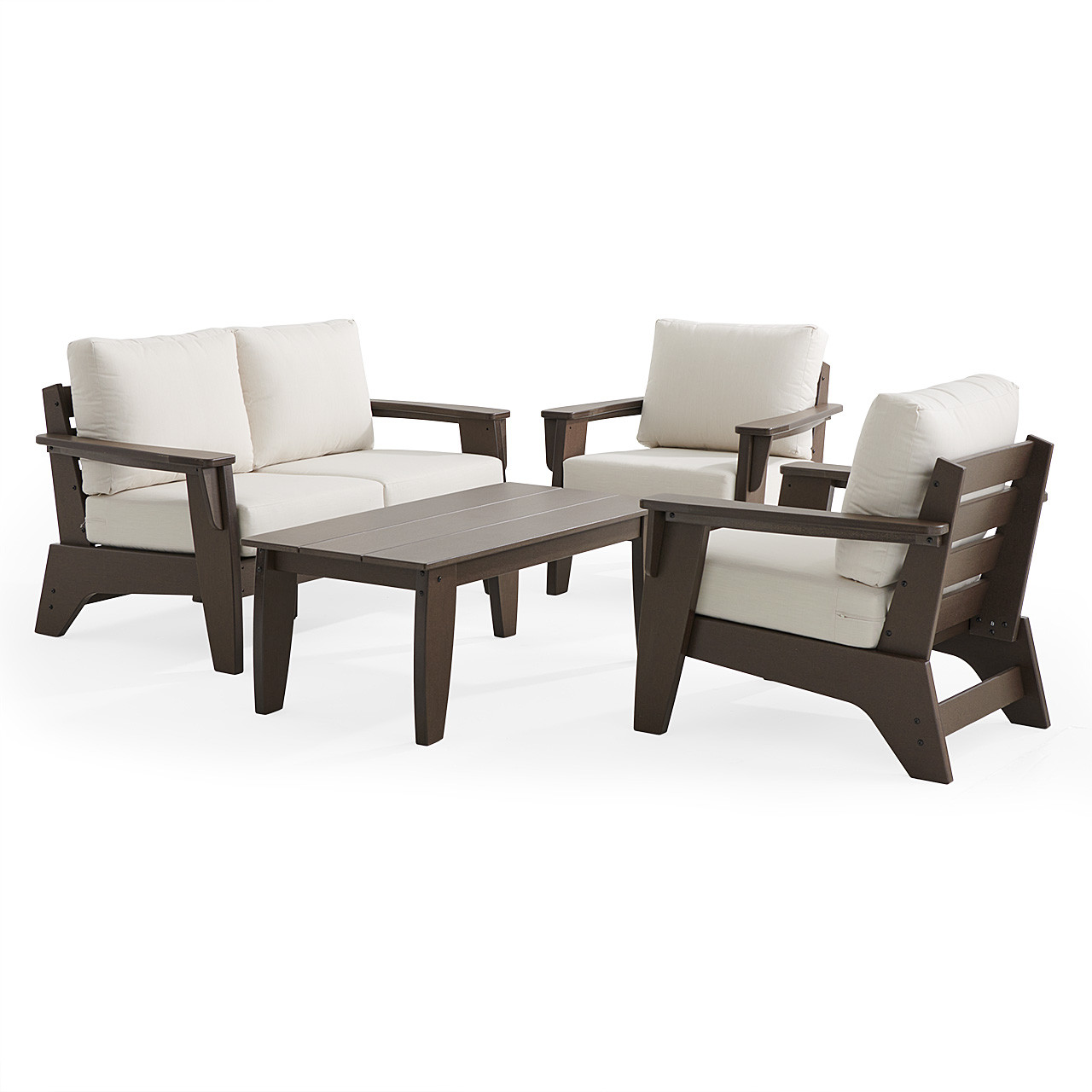 Savannah Mocha Polymer with Cushions 4 Piece Loveseat Group + 48 x