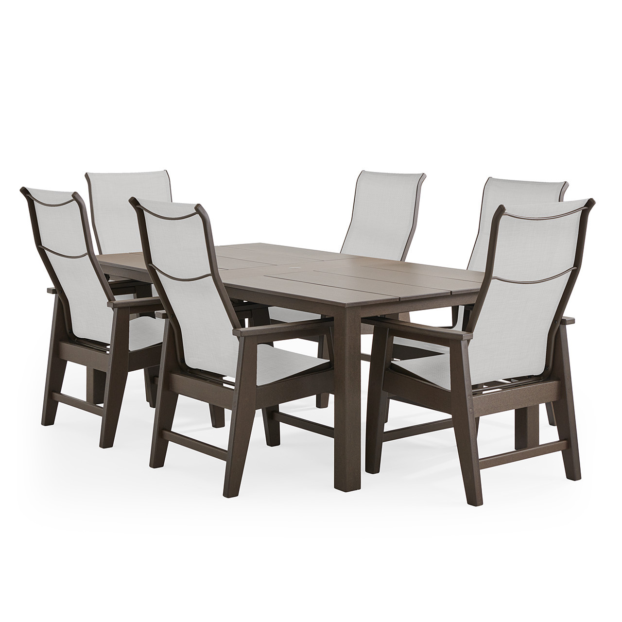 Savannah Mocha Polymer with Augustine Oyster Sling 7 Piece Dining