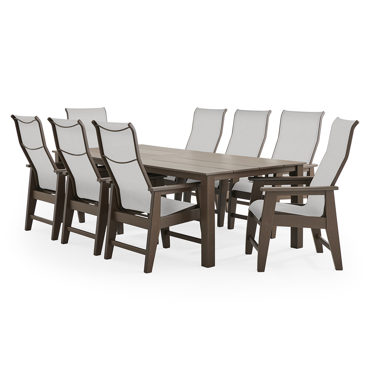 Savannah Mocha Polymer with Augustine Oyster Sling 9 Piece Dining