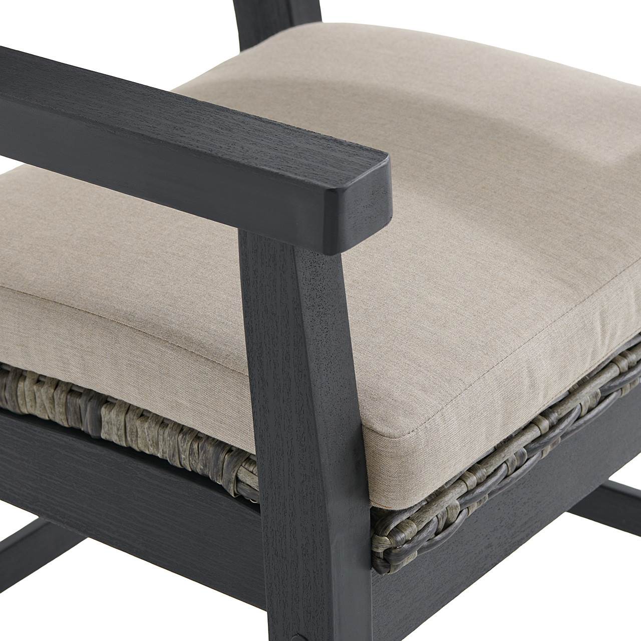 Nantucket Black Polymer and Wicker with Cushion Dining Chair