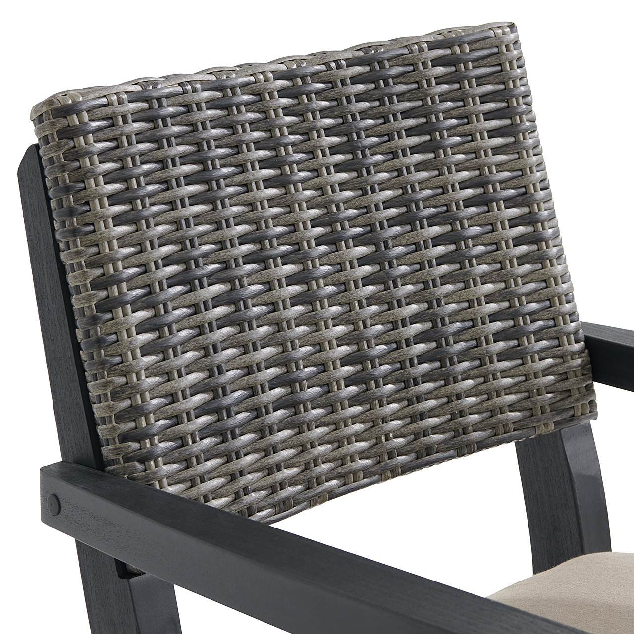 Nantucket Black Polymer and Wicker with Cushion Dining Chair