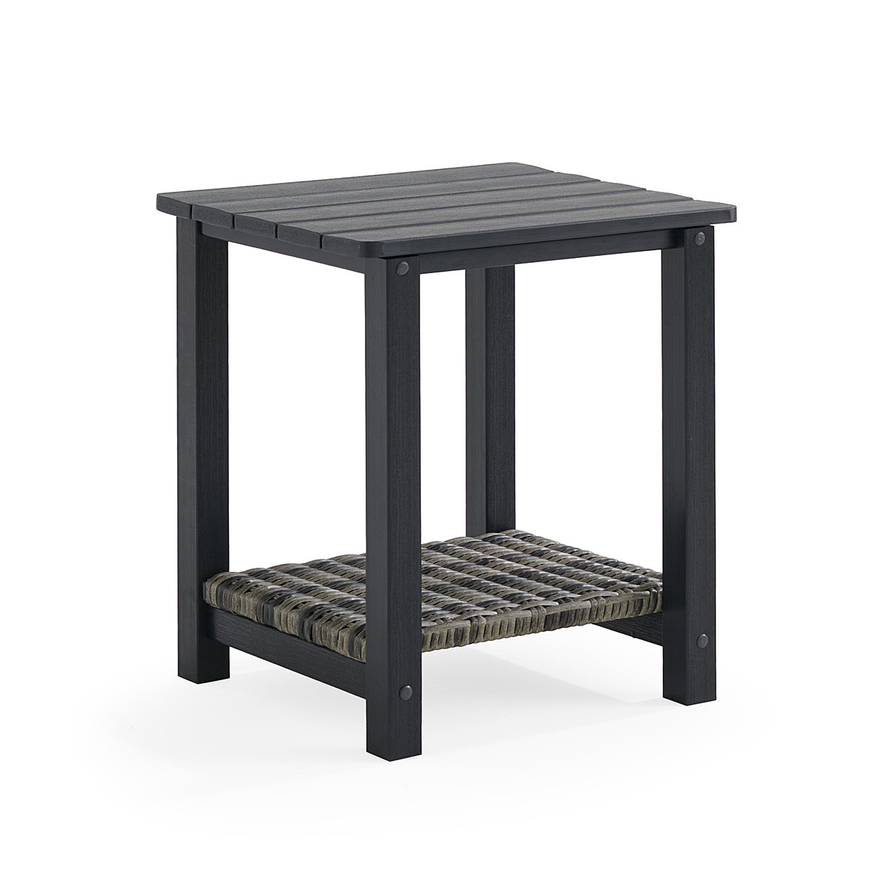 Nantucket Black Polymer 3 Piece Porch Rocker Set + 20 x 16 in. Side Table