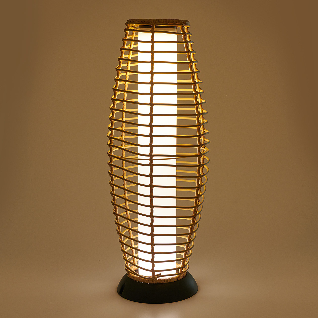 28.7 in. Natural Wicker Solar Lamp