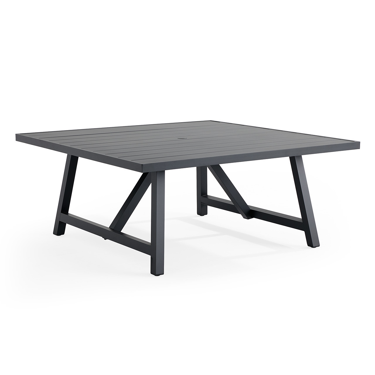 Montecito Charcoal Aluminum with Cushions 9 Piece Dining Set + 66 in. Sq. Table