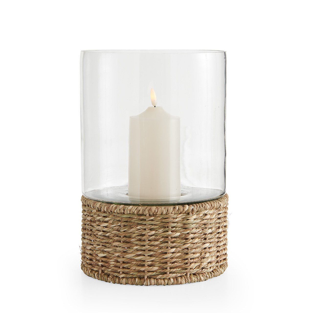 Woven Hurricane Glass Candle Holder, Large - 12.5 in