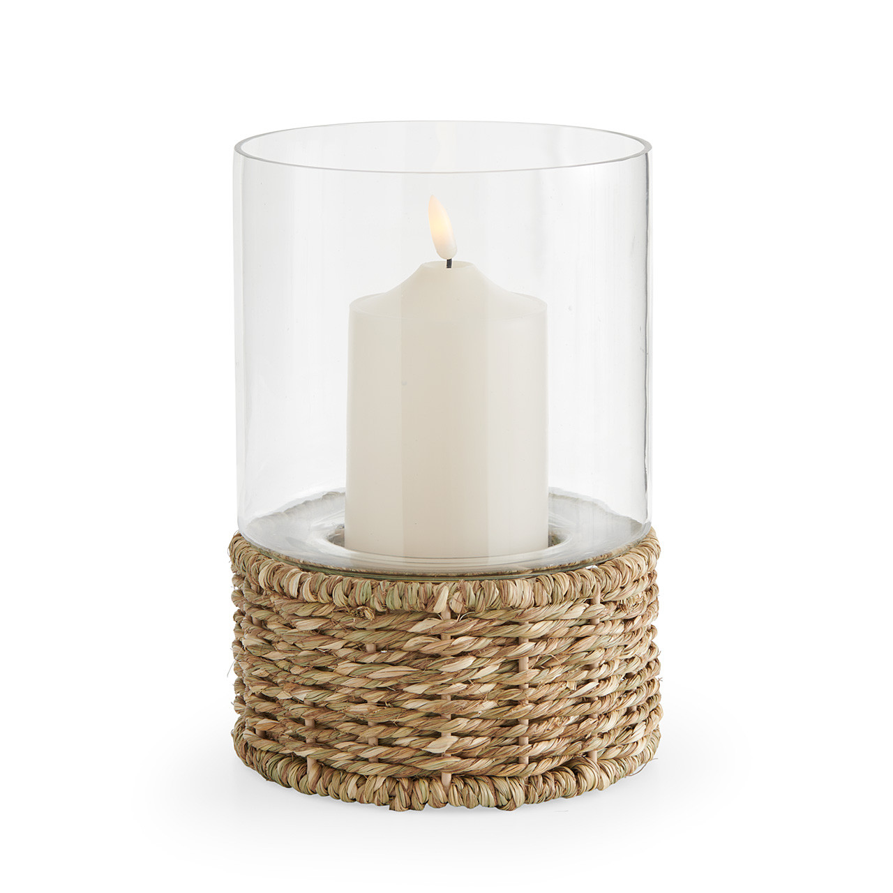Woven Hurricane Glass Candle Holder, Small - 9 in