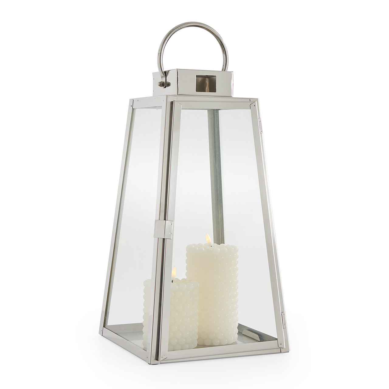 Tapered Prism Lantern, Stainless Steel - 17 in