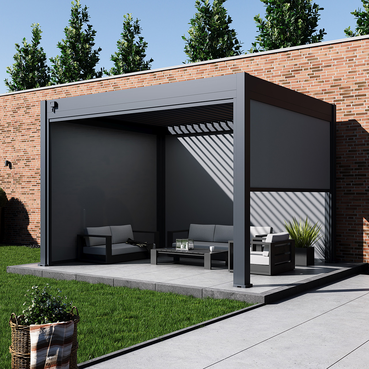 Single Wind Screen, 12 ft., for Grand Tuscan Louvered Pergola