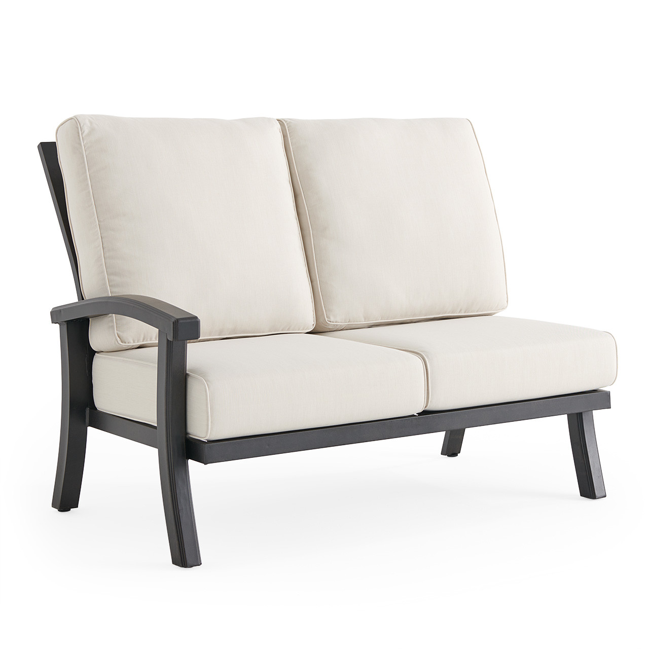 Fairmont Rustic Bronze Aluminum 4-Piece Outdoor Sectional with Cushions and Fire Pit, 54 in. Diameter