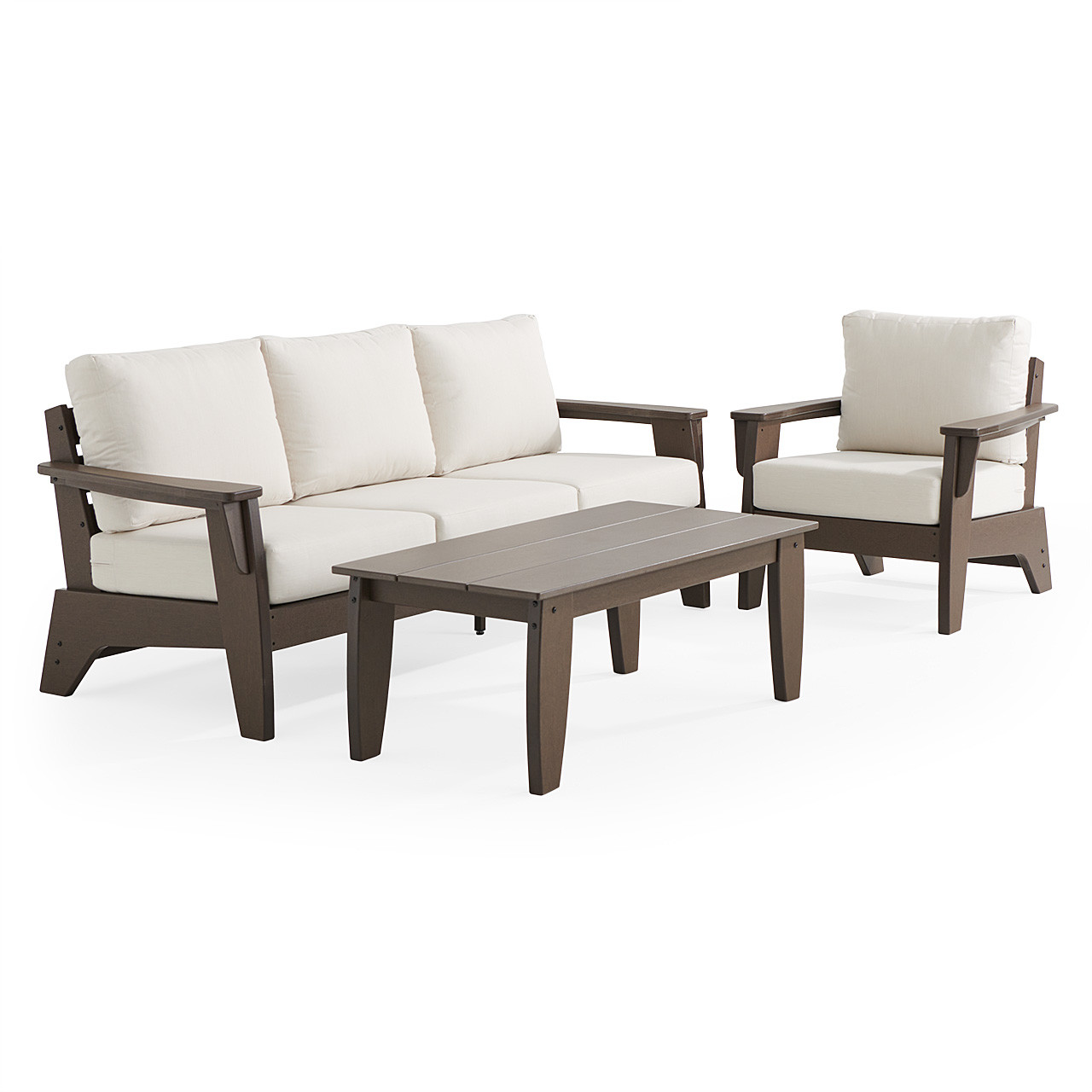 Savannah Mocha Polymer with Cushions 3 Piece Sofa Group + 48 x 32 in. Coffee Table