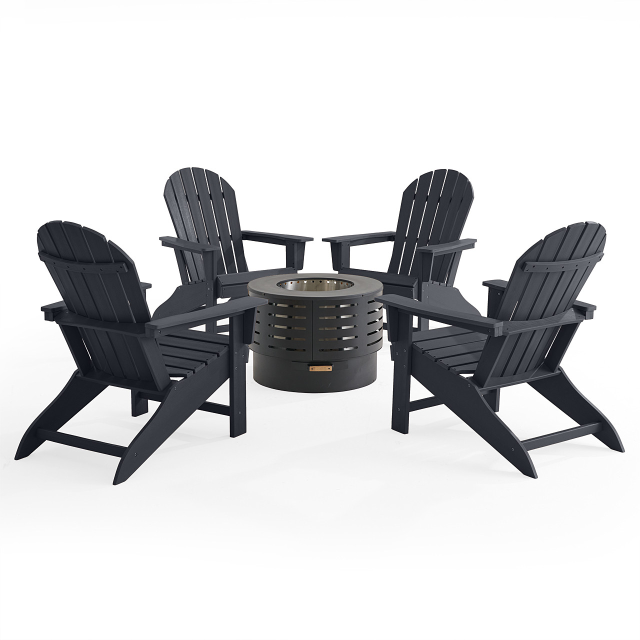 Lakeside 5-Piece Adirondack Chair Set wih 28 in. Smokeless Fire Pit