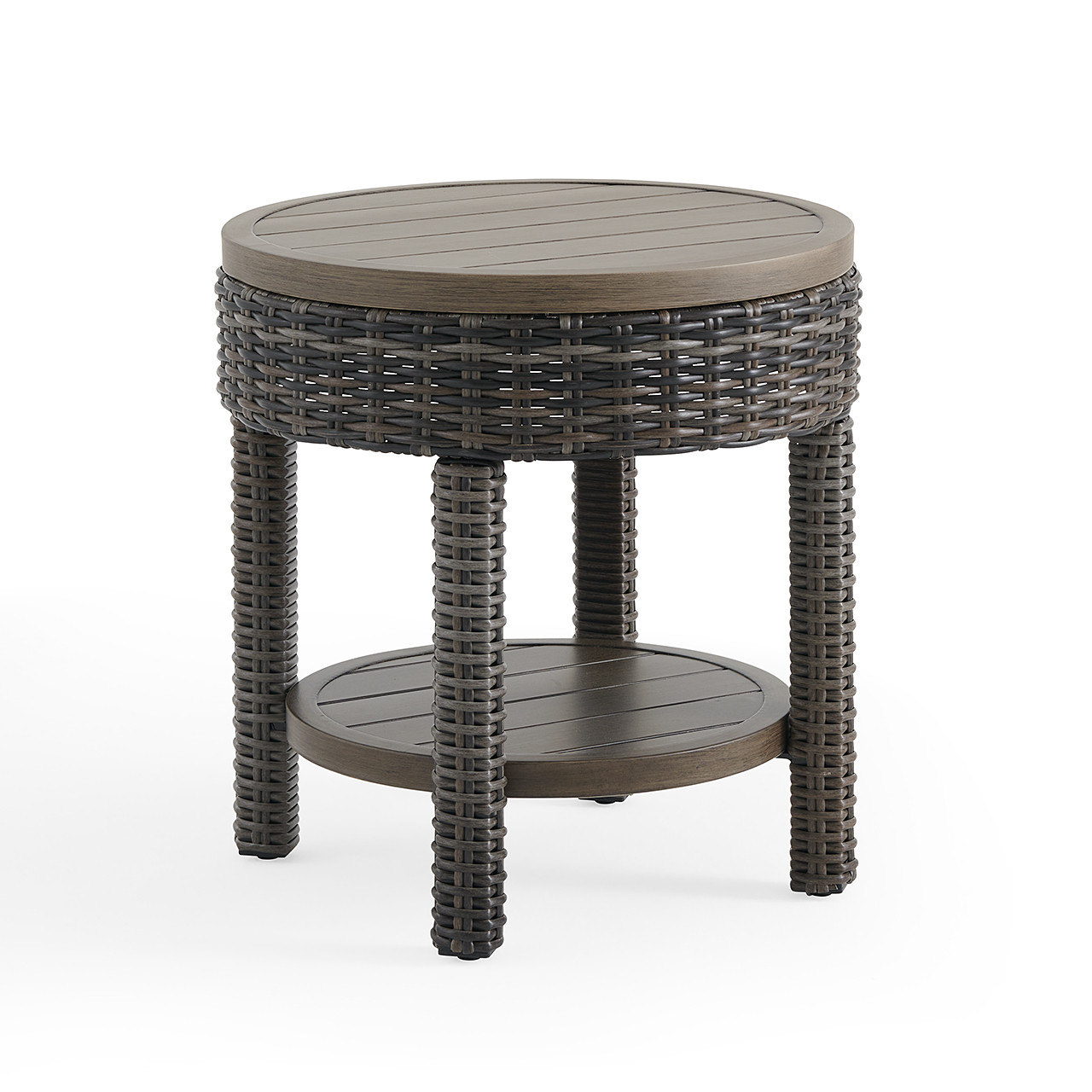 Rio Silver Oak Outdoor Wicker with Cushions 3 Piece Recliner Set + 20 in. D End Table