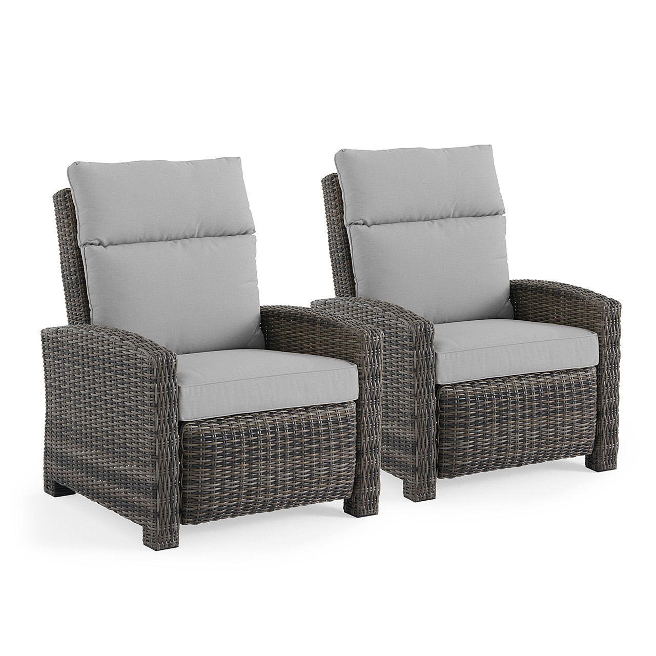 Rio Silver Oak Wicker with Cozy Ash Cushions 2 Piece Outdoor Recliner Set