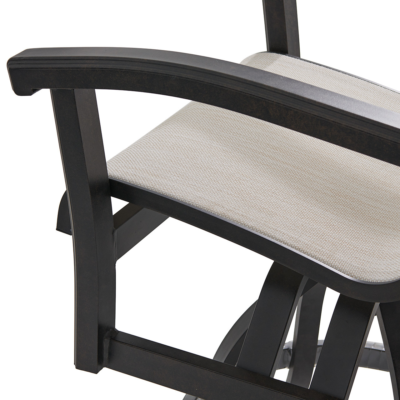 Fairmont Rustic Bronze Aluminum with Site Linen Sling Swivel Gathering Height Chair
