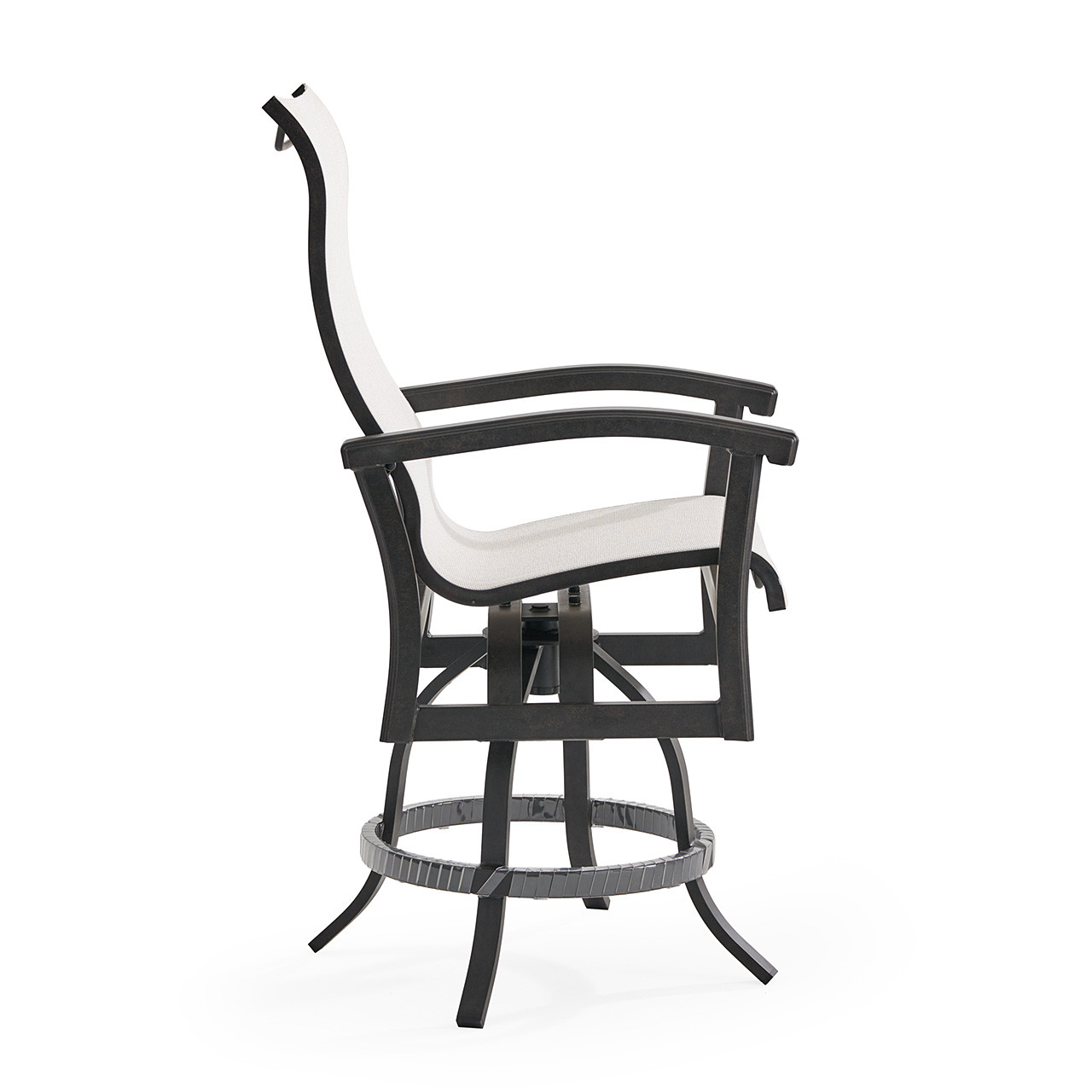 Fairmont Rustic Bronze Aluminum with Site Linen Sling Swivel Gathering Height Chair