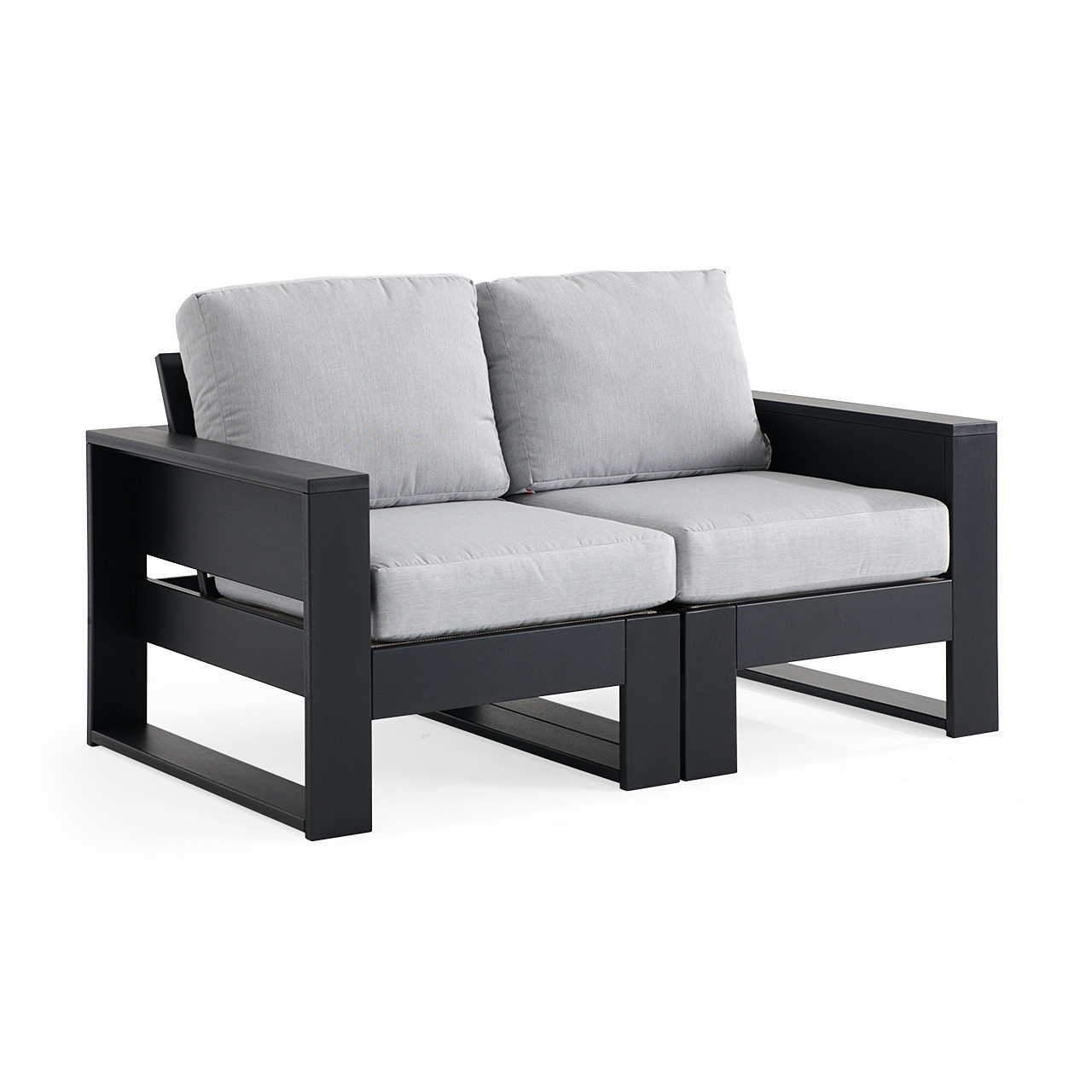Montauk Polymer with Cushions 5 Piece Modular Loveseat Group + 48 x 32 in. Coffee Table