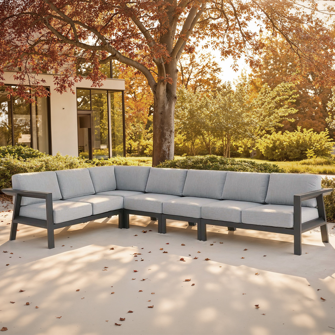 St. Lucia Midnight Aluminum with Cushions 5 Piece Sectional