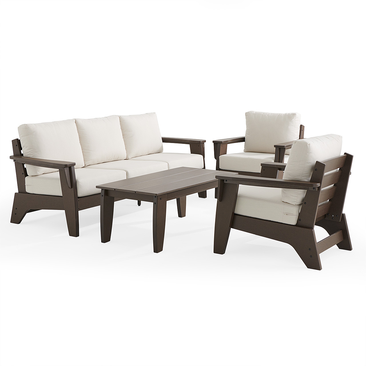 Savannah Mocha Polymer with Cushions 4 Piece Sofa Group + 48 x 32