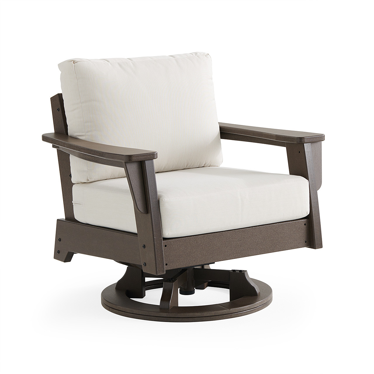 Savannah Mocha Polymer with Cushions 4 Piece Swivel Sofa Group + 48 x 32 in. Coffee Table