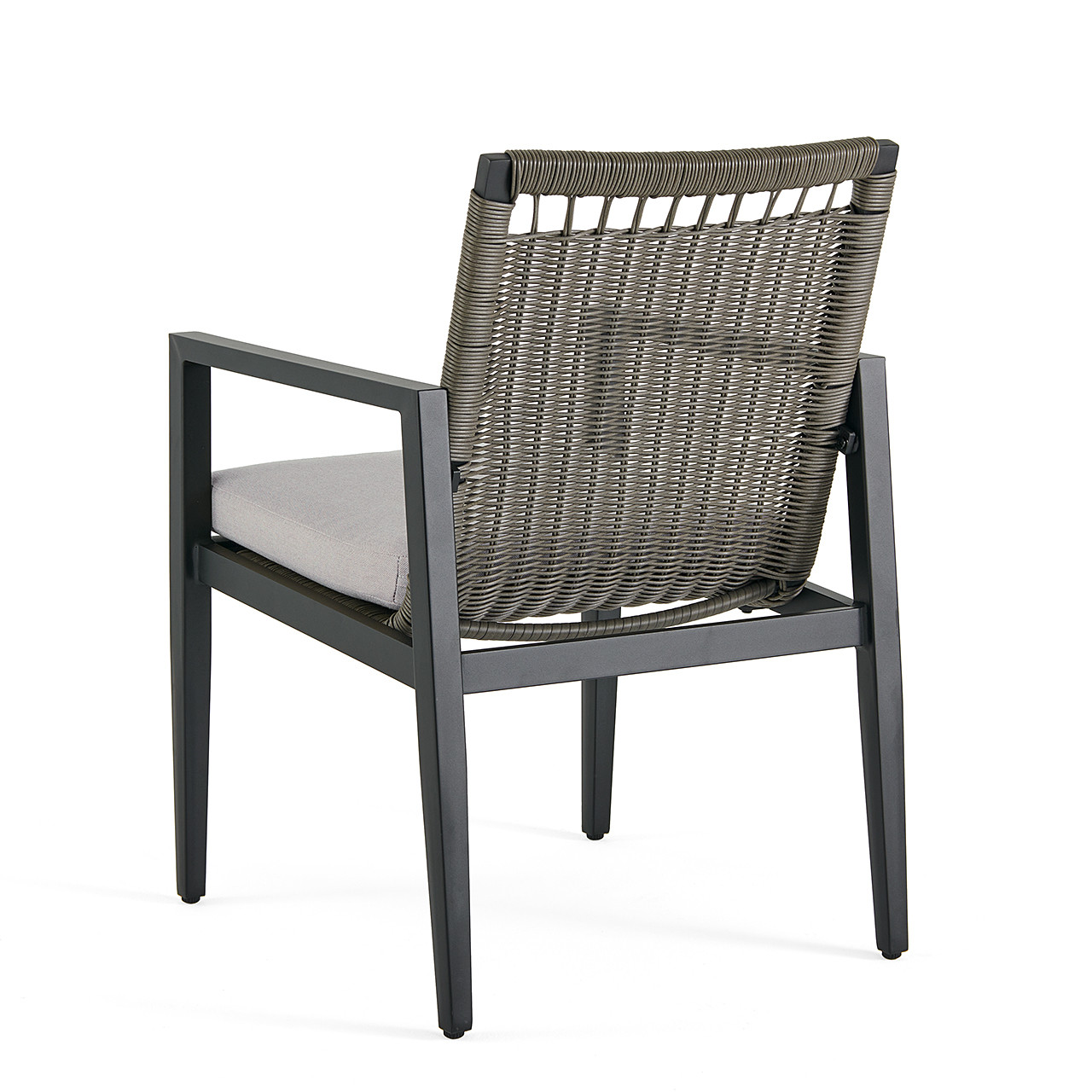 Portofino Husk Midnight Aluminum with Cushions 7 Piece Combo Arm Dining Set + 84 X 40 in. Rect. Dining Table