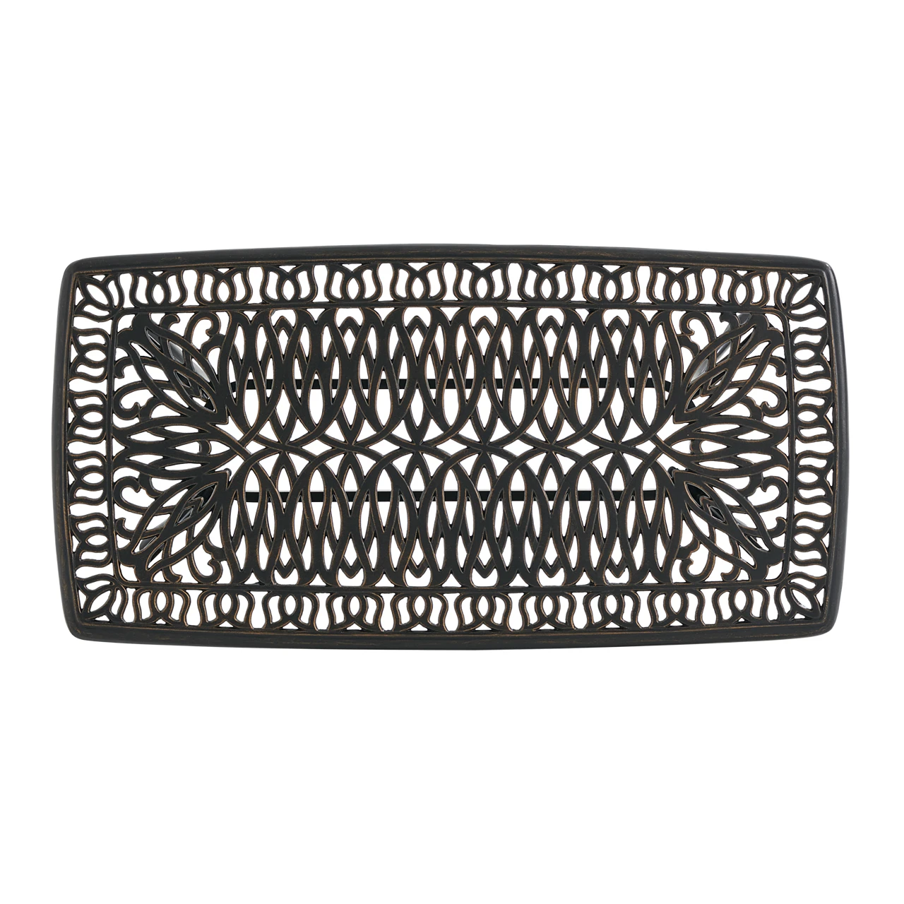 Roma Black Gold Cast Aluminum with Cushions 4 Piece Loveseat Group + 42 x 21 in. Coffee Table