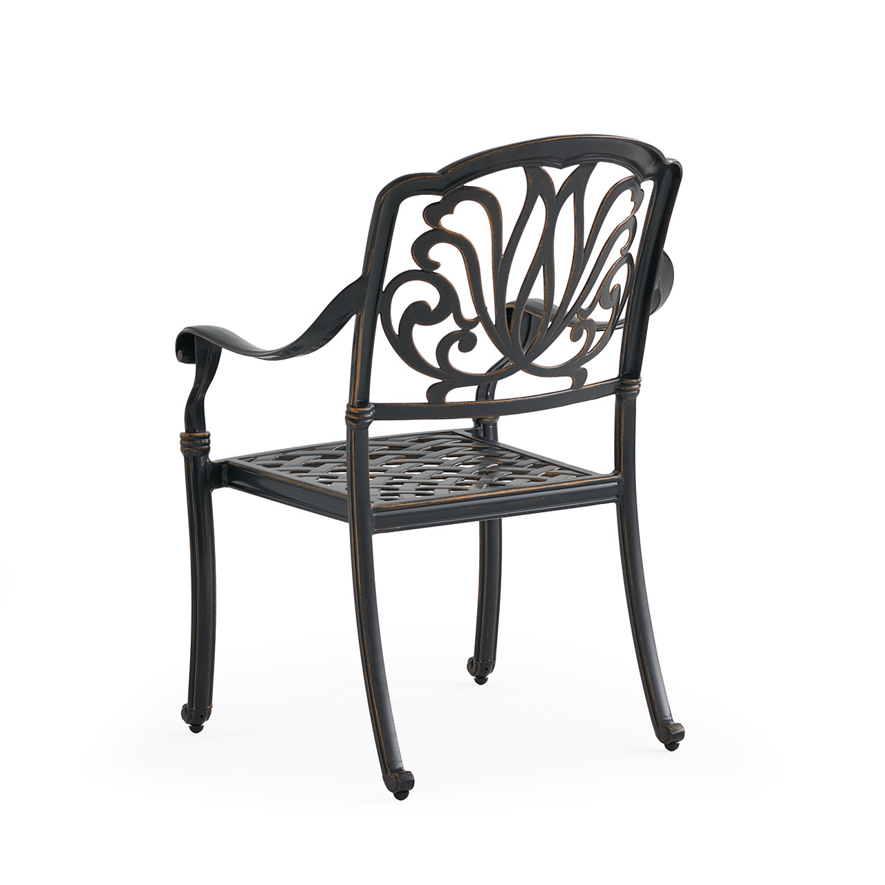 Roma Black Gold Cast Aluminum with Cushions 5 Piece Dining Set + 48 in. D Table