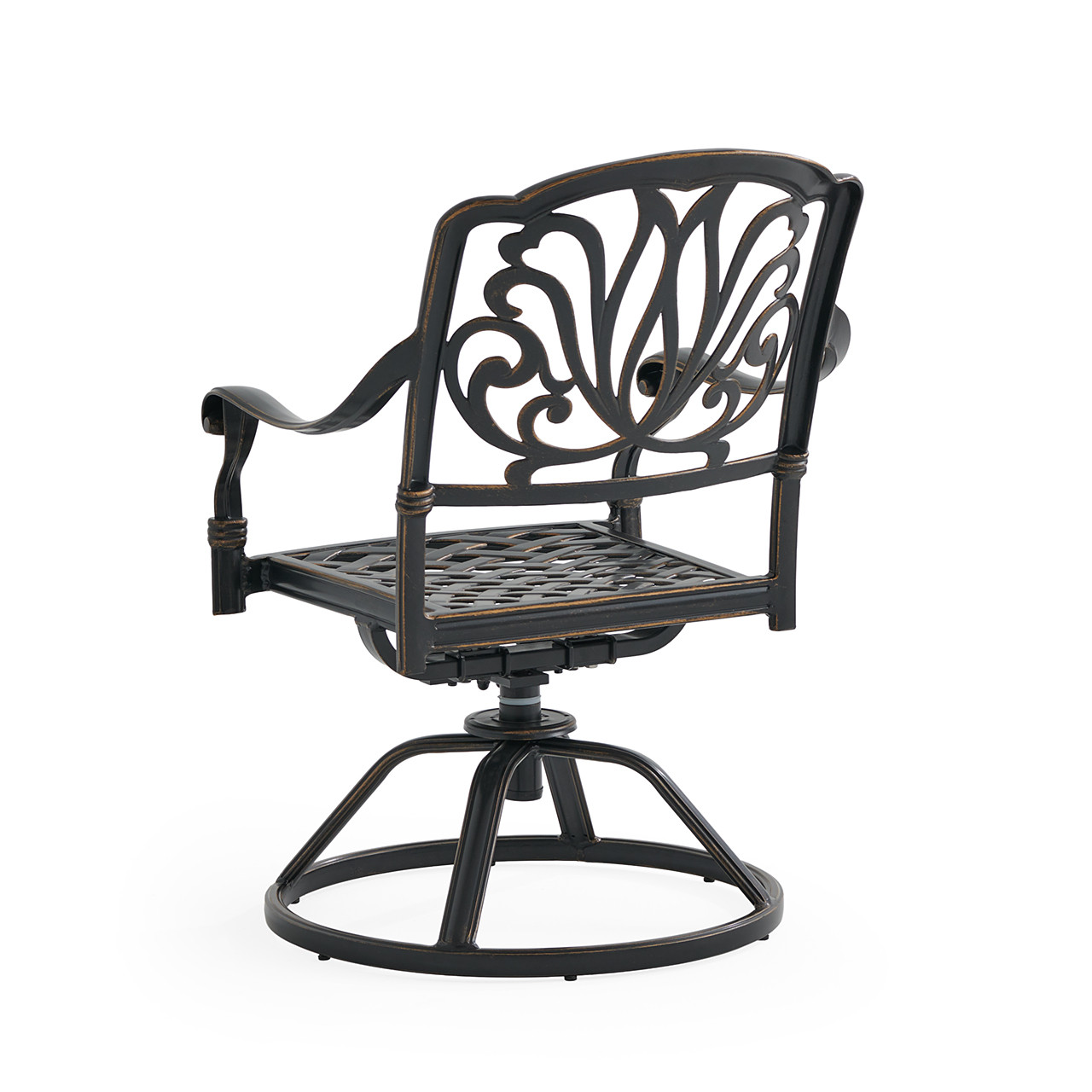 Roma Black Gold Cast Aluminum with Cushions 5 Piece Swivel Dining Set + 48 in. D Table