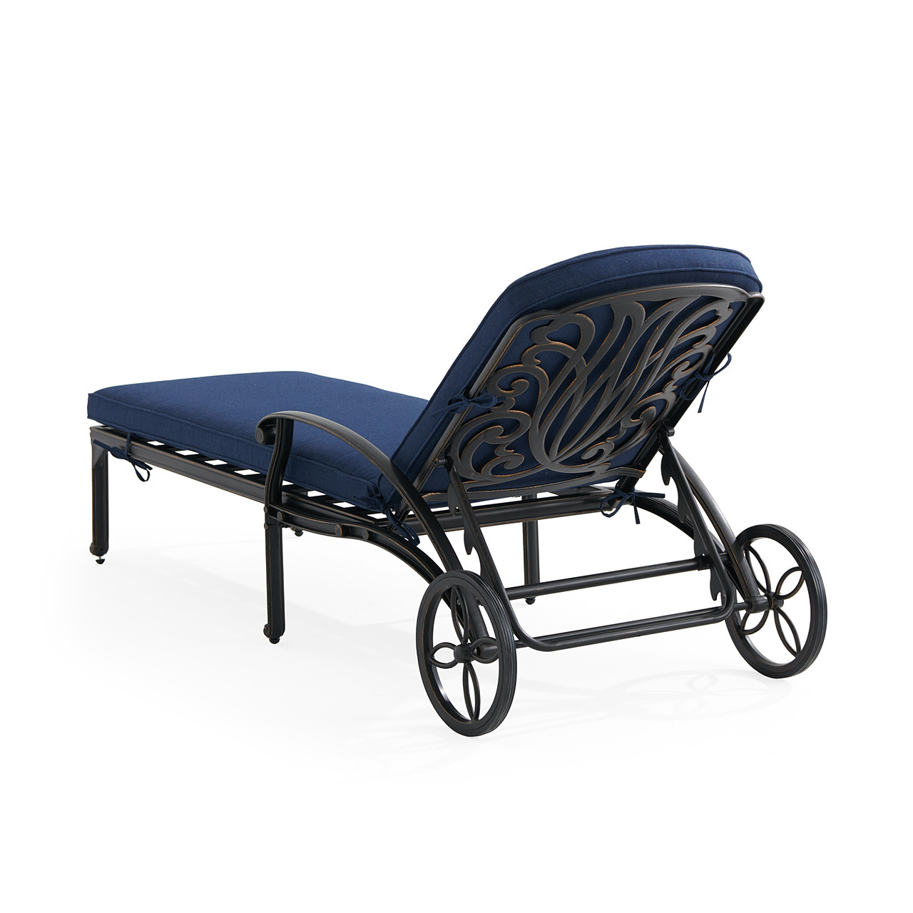 Roma Black Gold Cast Aluminum with Cushions Chaise Lounge
