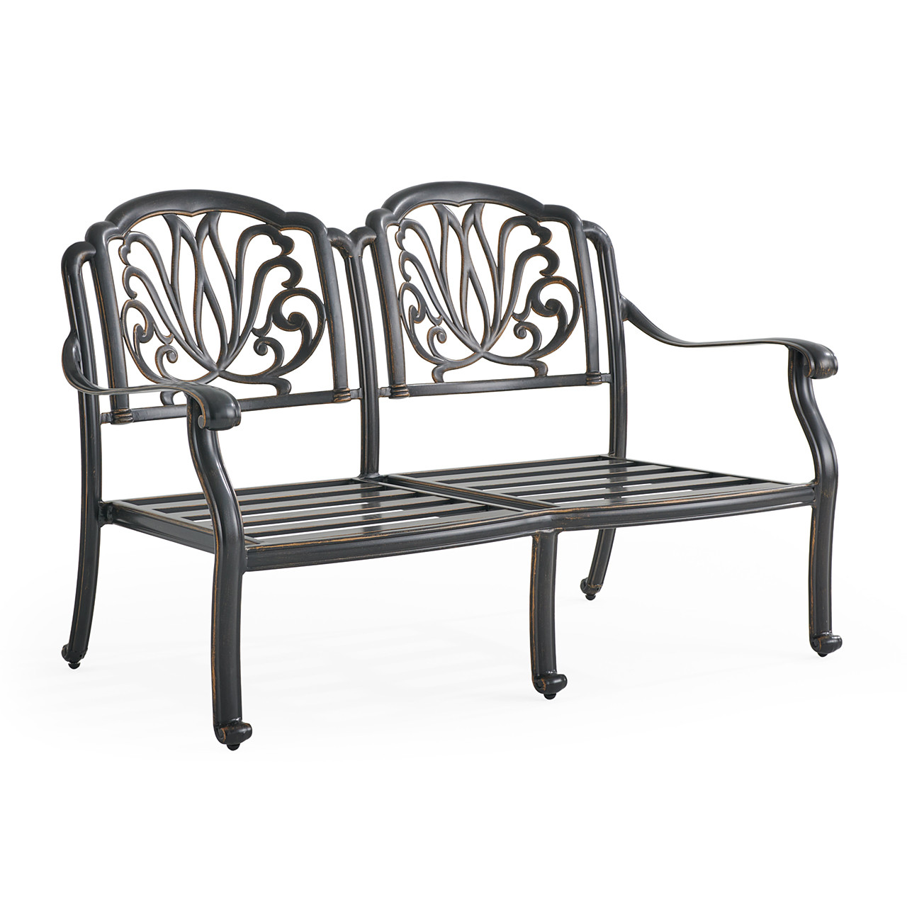 Roma Black Gold Cast Aluminum with Cushions Loveseat