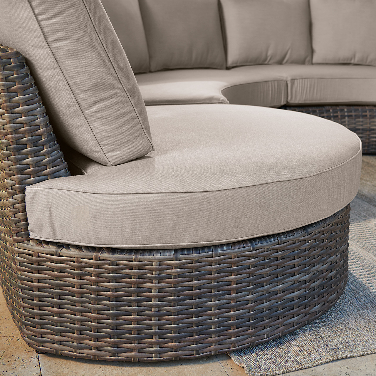 San Lucas Outdoor Wicker with Cushions 4 Piece Cuddle Beds Contour Sectional Group
