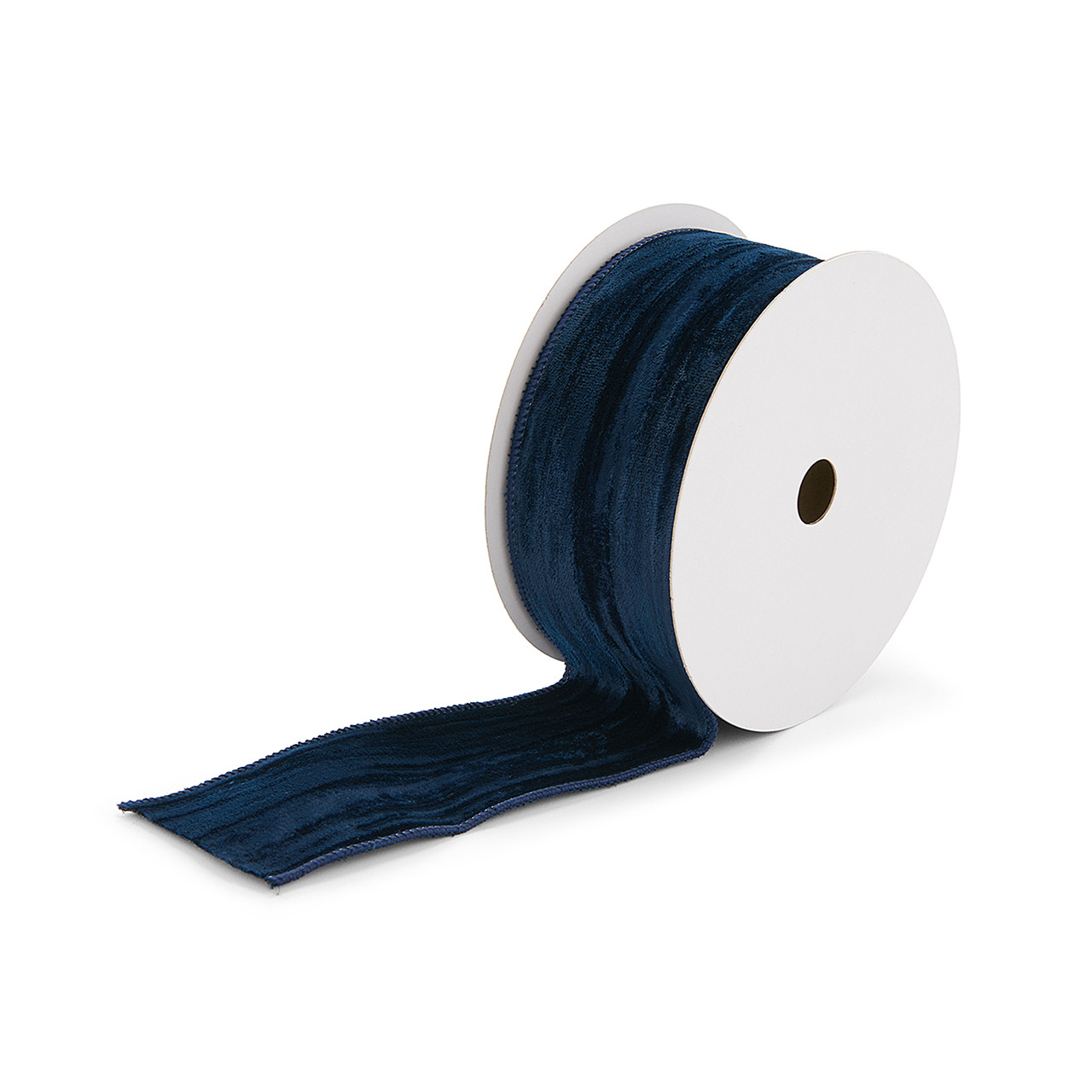 In-Store Only - 2.5 Inch x 30 Feet Midnight Blue Crush Wave Velvet Wired Ribbon