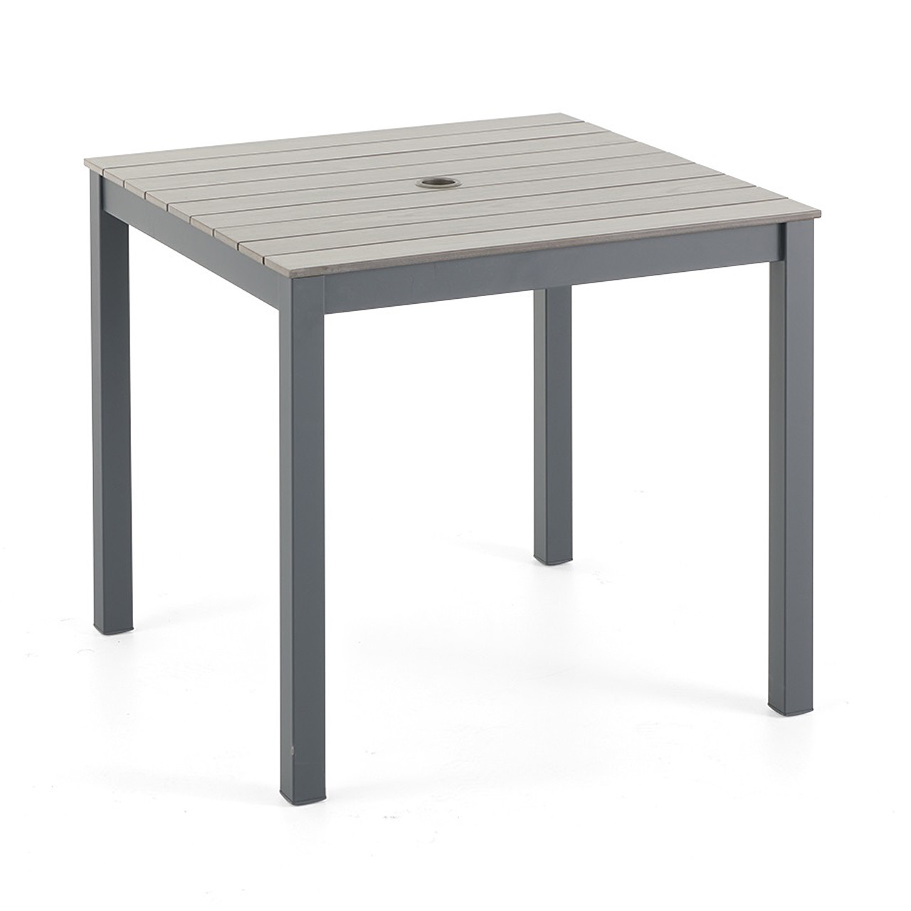 Contempo Dark Grey Aluminum Duraboard Slat Top 33 in. Sq. Bistro Table