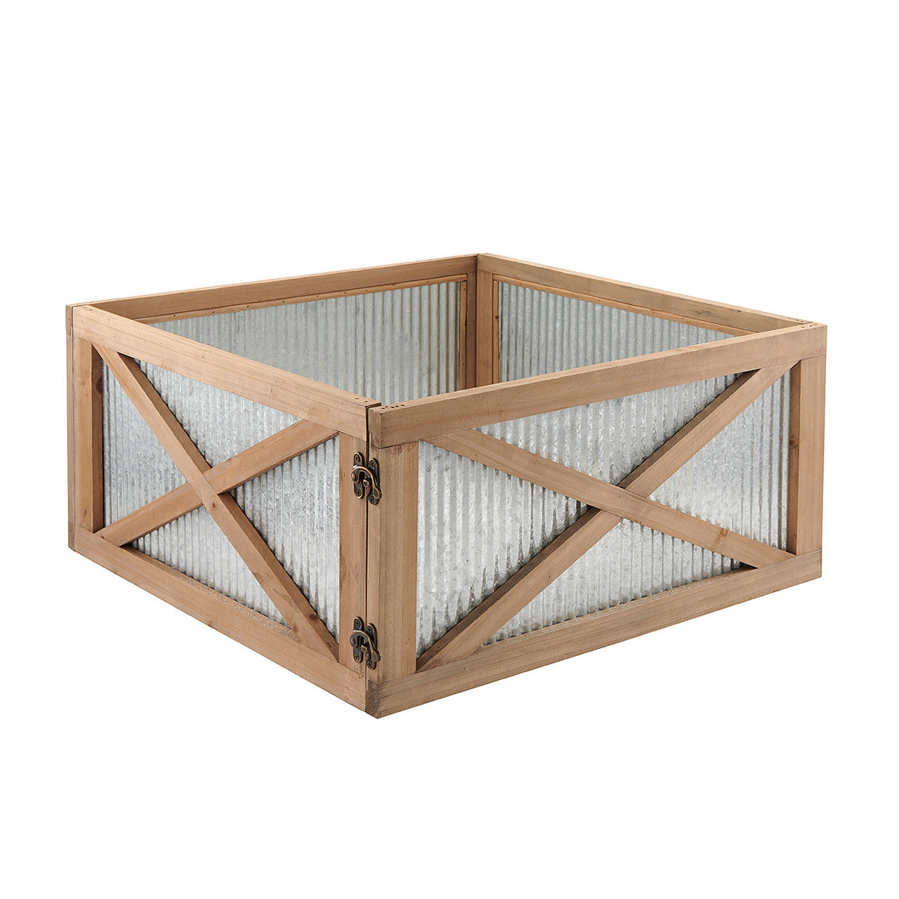 In-Store Only - 22 in. Sq. Natural Galvanized Steel Christmas Tree Collar