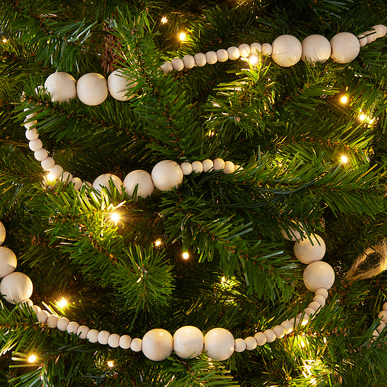 In-Store Only - 6 ft. Wooden Natural Bead Garland
