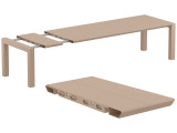 Pacifica Taupe Polypropylene 102-118 x 40 in. Double Extension Dining Table