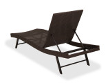 Barbados Coffee Steel and Outdoor Wicker Contour Chaise Lounge