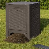 Toomax 79 gal. Brown Embossed Wicker Resin Composter Box - 24 x 24 x 33 in.